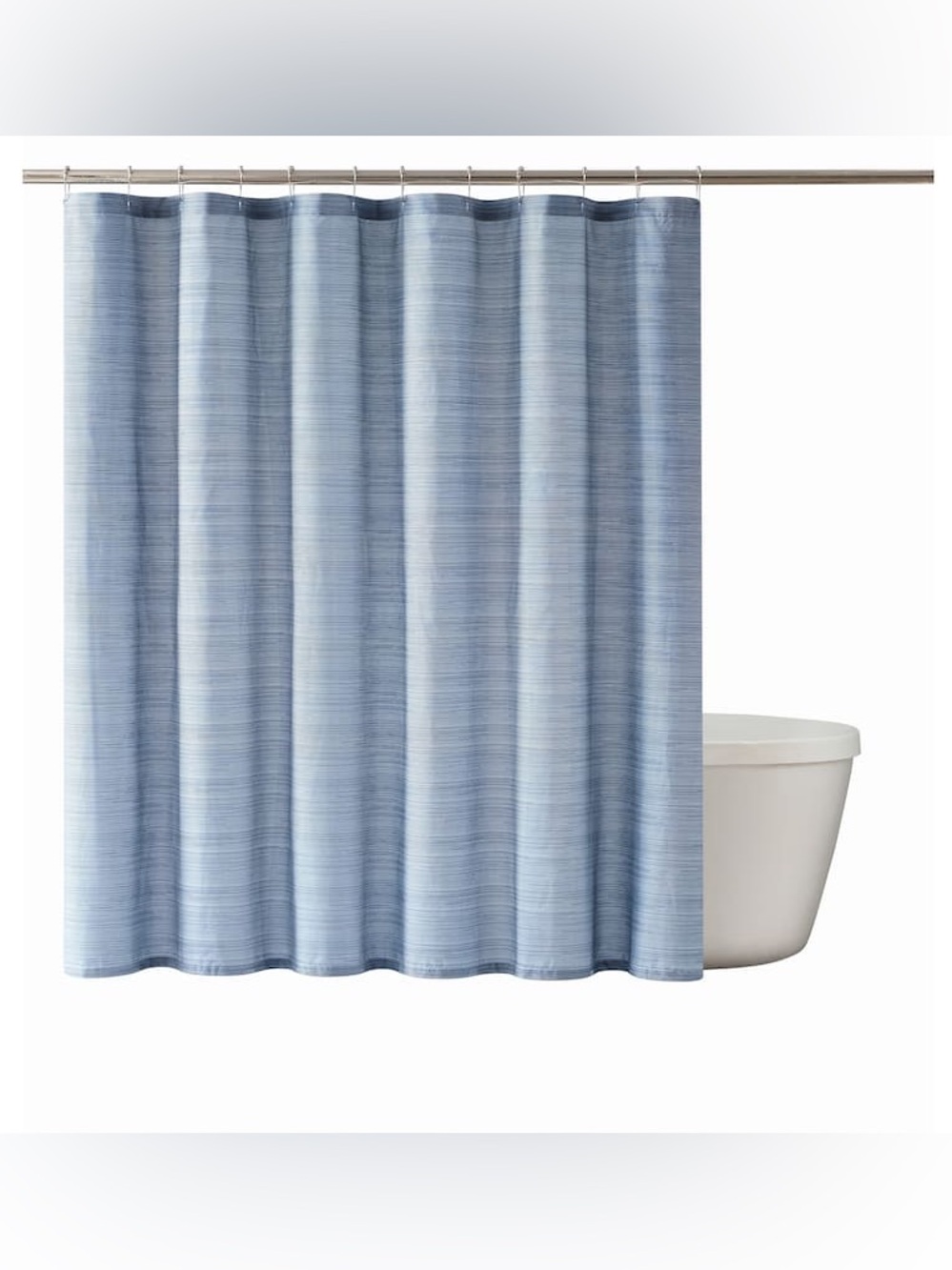 SCOUT 100% Cotton Blue/White Stripe Shower Curtain 72 x 72 Machine Washable